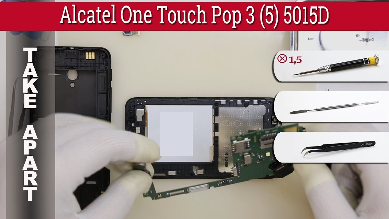 Как разобрать 📱 Alcatel One Touch Pop 3 (5) 5015D Разборка и ремонт смартфона