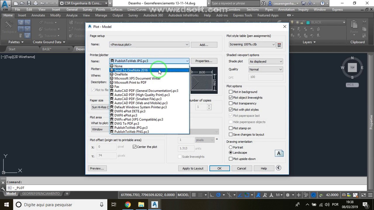 Salvar imagem em PNG no AutoCAD 2018