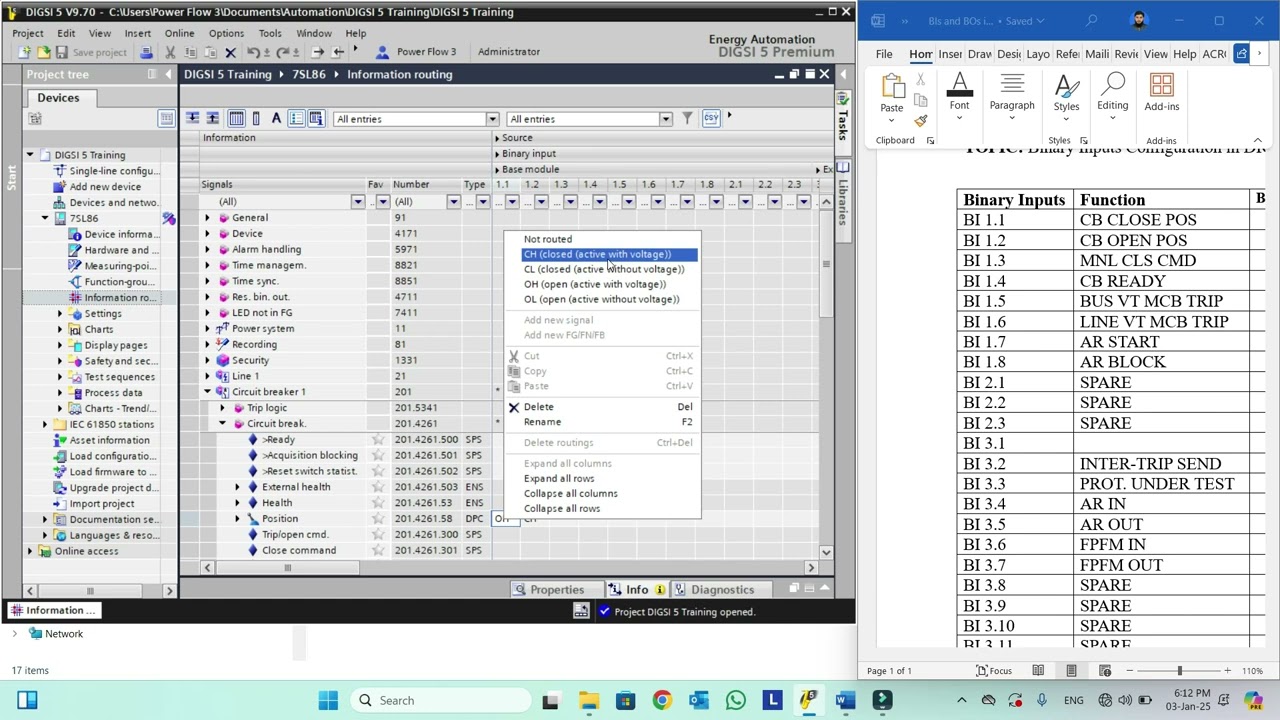 DIGSI 5 Training Lesson 3 Binary Input Configuration in IO information Routing