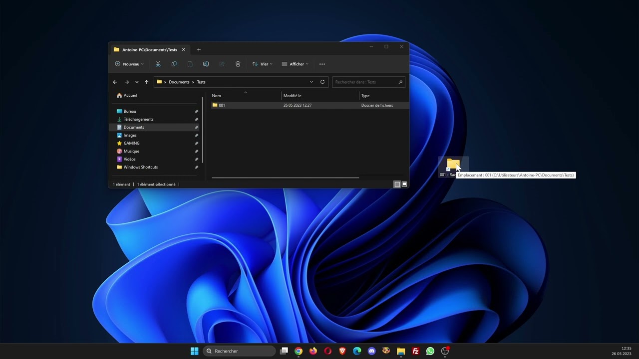 Comment mettre un dossier sur la barre des tâches de Windows 11 ?