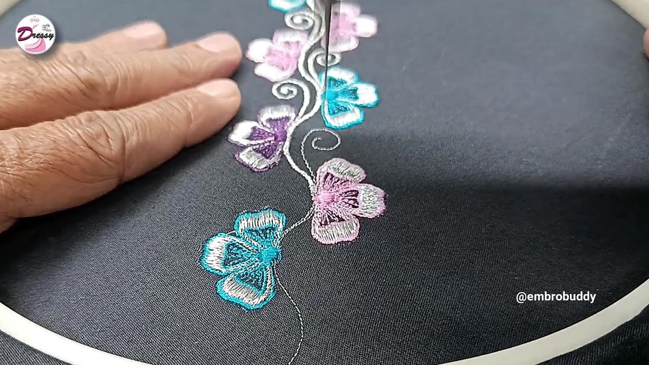 embroidery flower design for beginners practice at home without any print on clothes