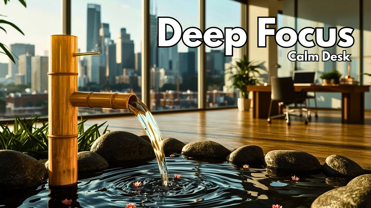 Relaxing Piano Relieves Stress | Zen Office & Bamboo Water Sounds