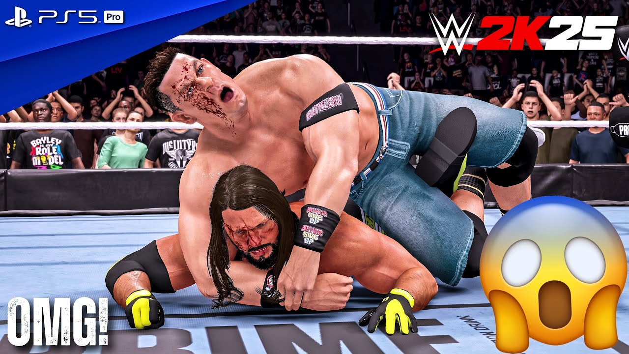 WWE 2K25 - AJ Styles (c) vs. John Cena (c) - Champion vs. Champion Match | PS5 Pro [4K60]