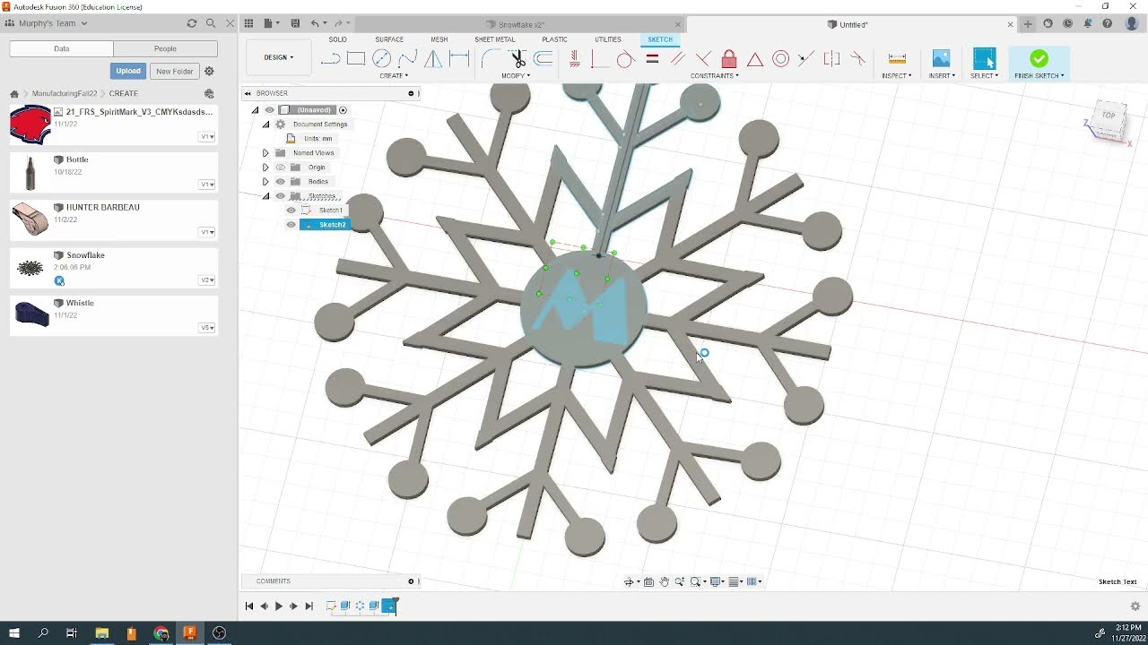 Быстрое и простое создание Fusion 360 Snowflake 2022