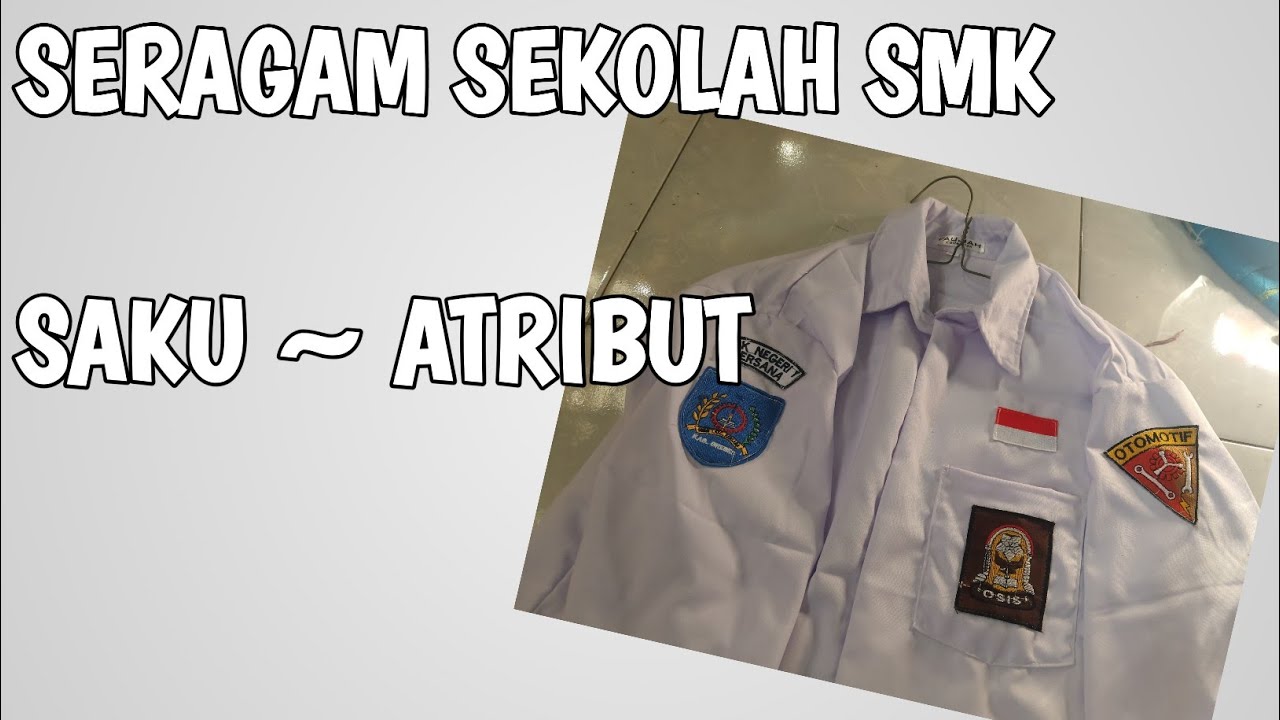 memasang atribut dan saku seragam sekolah smk
