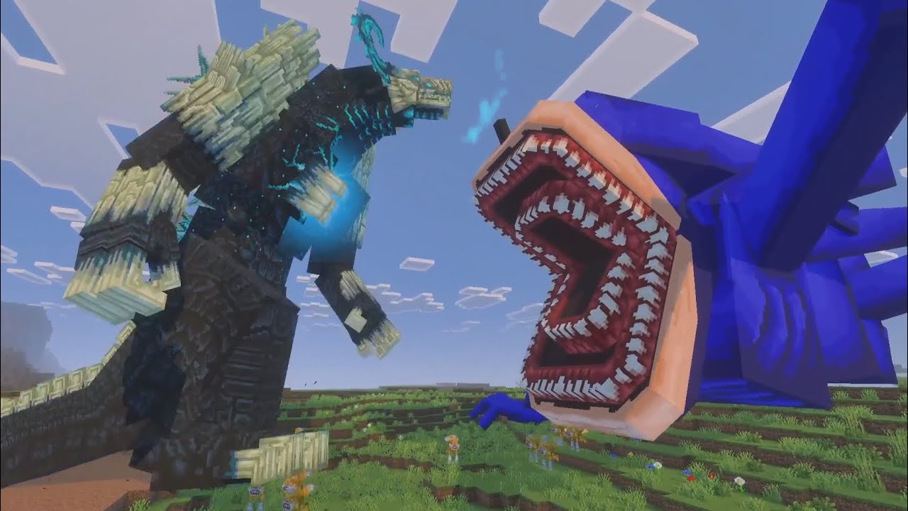 Wardenzilla vs Shin Sonic Addon in Minecraft Bedrock