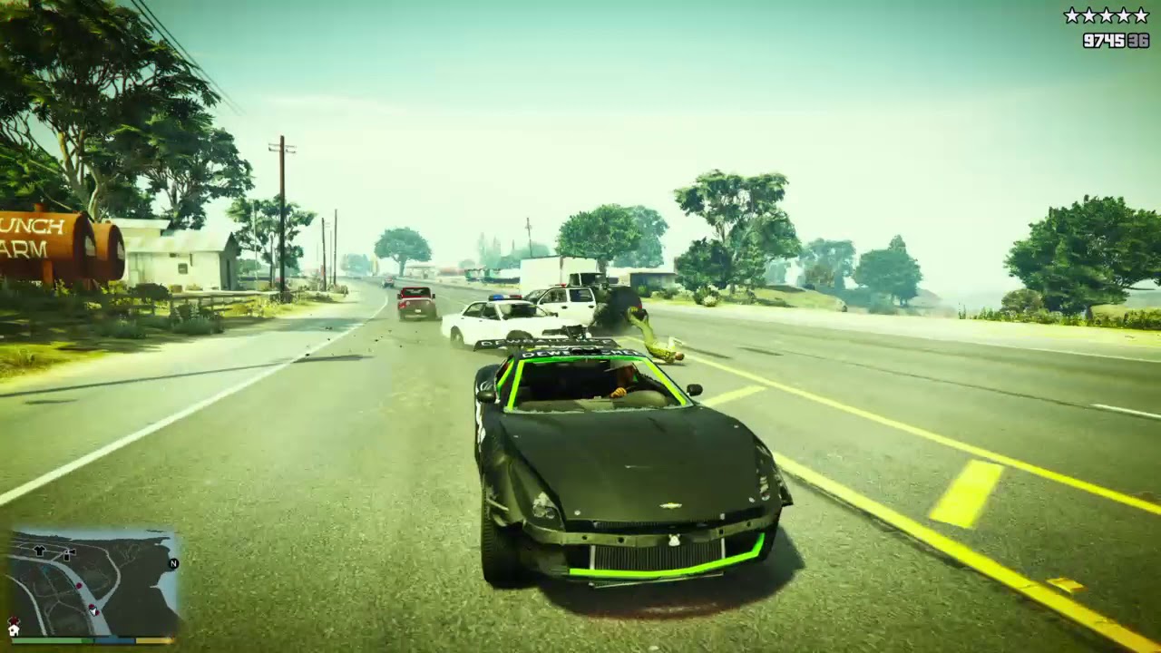 GTA V PS4 - Five Star Chase on the highway (GTA 5 - perseguição policial de ⭐⭐⭐⭐⭐ na auto estrada)