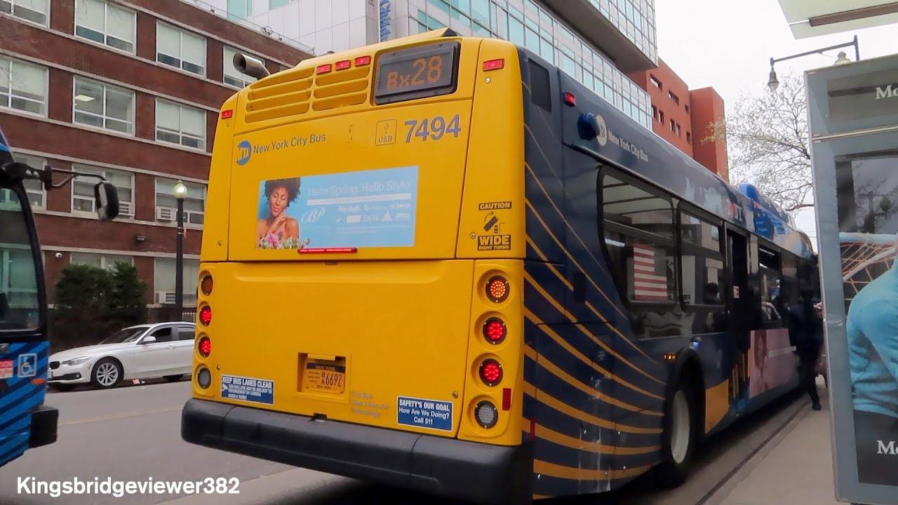 MTA New York City Bus: 2018 New Flyer XD40 Xcelsior 7494 on the Bx28 Bus.