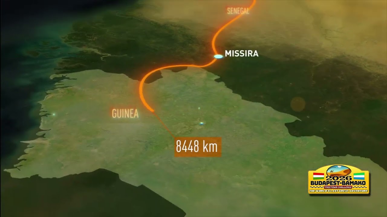Official route of the Budapest-Bamako 2026