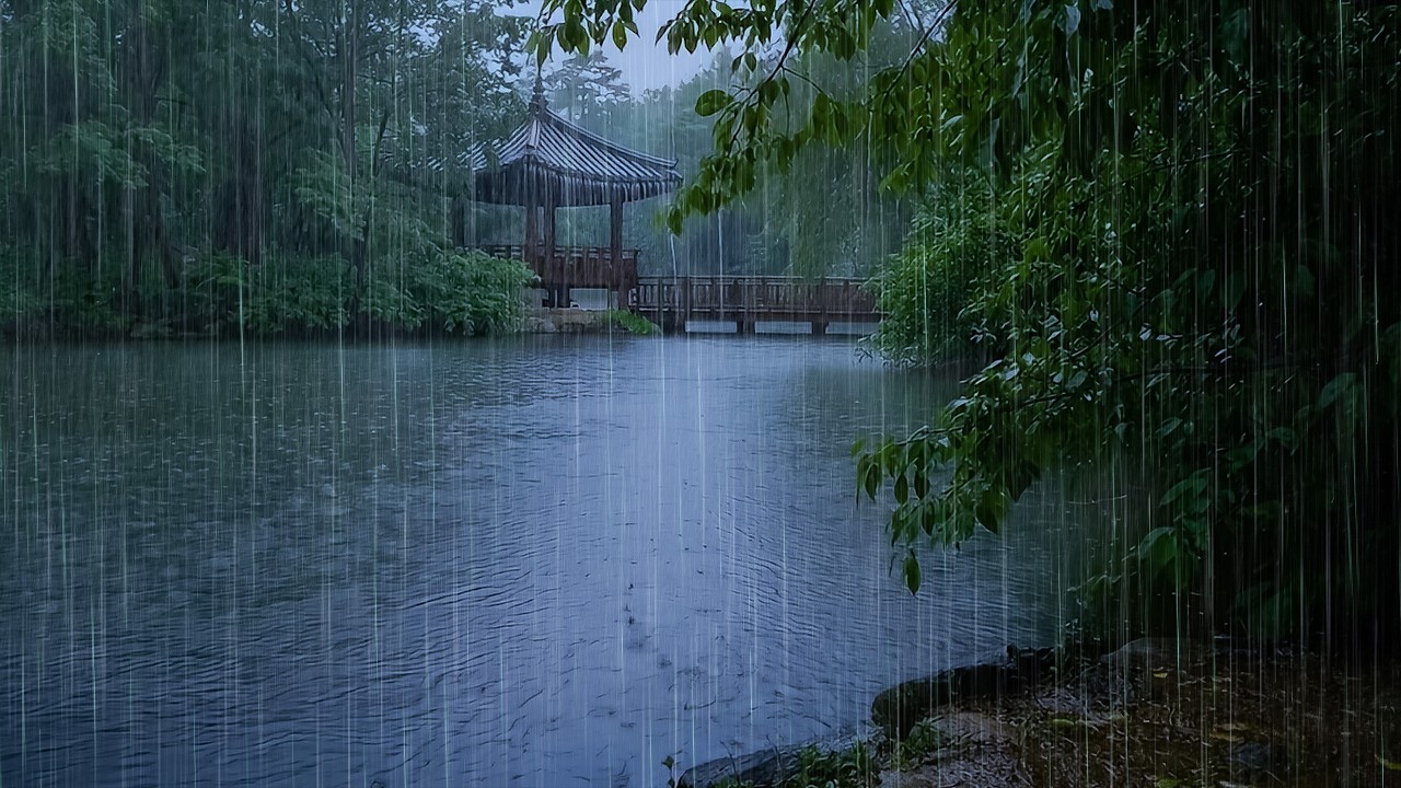 Heal Your Soul with Gentle Rain on Forest Lake to Deep Sleep | Forest Rain ASMR to Cure Insomnia