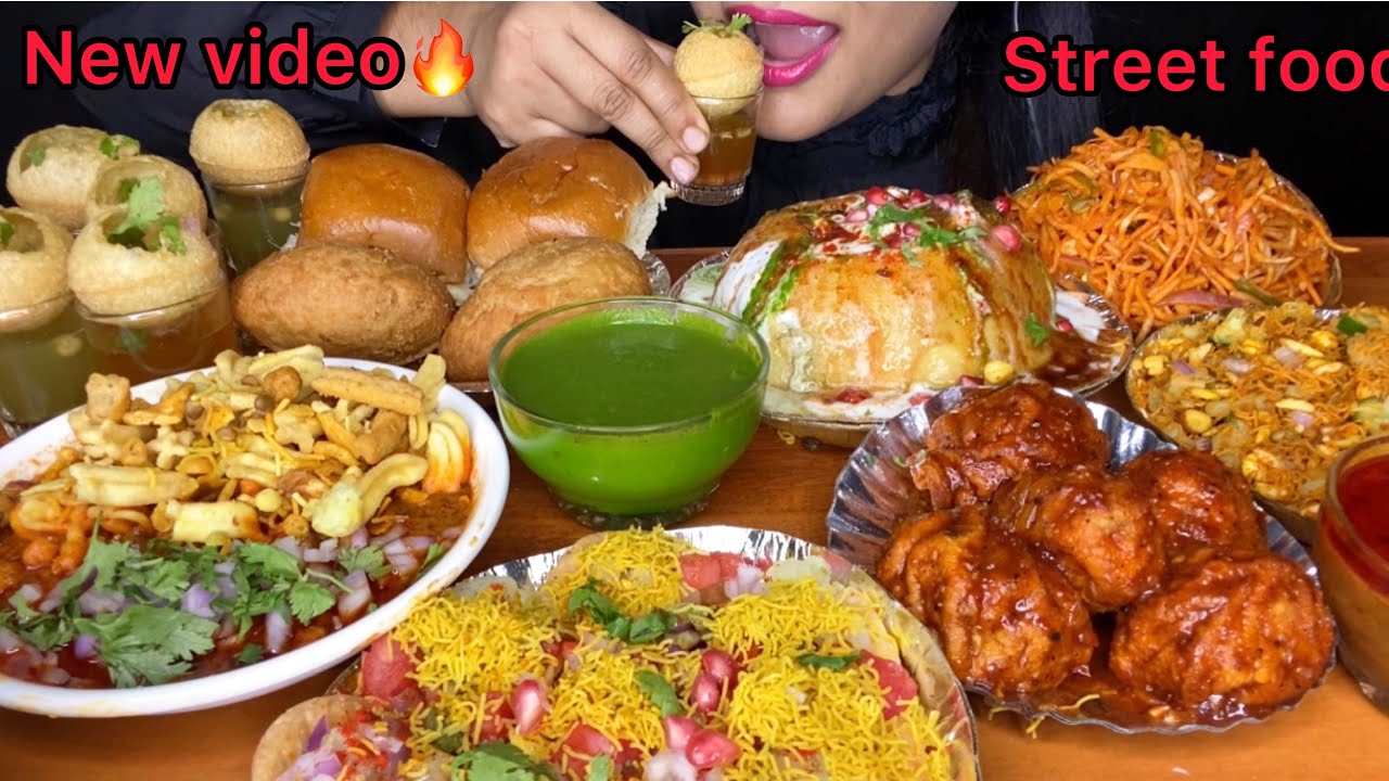 ASMR EATING STREET FOOD,PANIPURI,JHALMURI,SEVPURI,MISAL PAV,KACHORI,CHINESE BHEL,MOMO *FOOD VIDEOS*