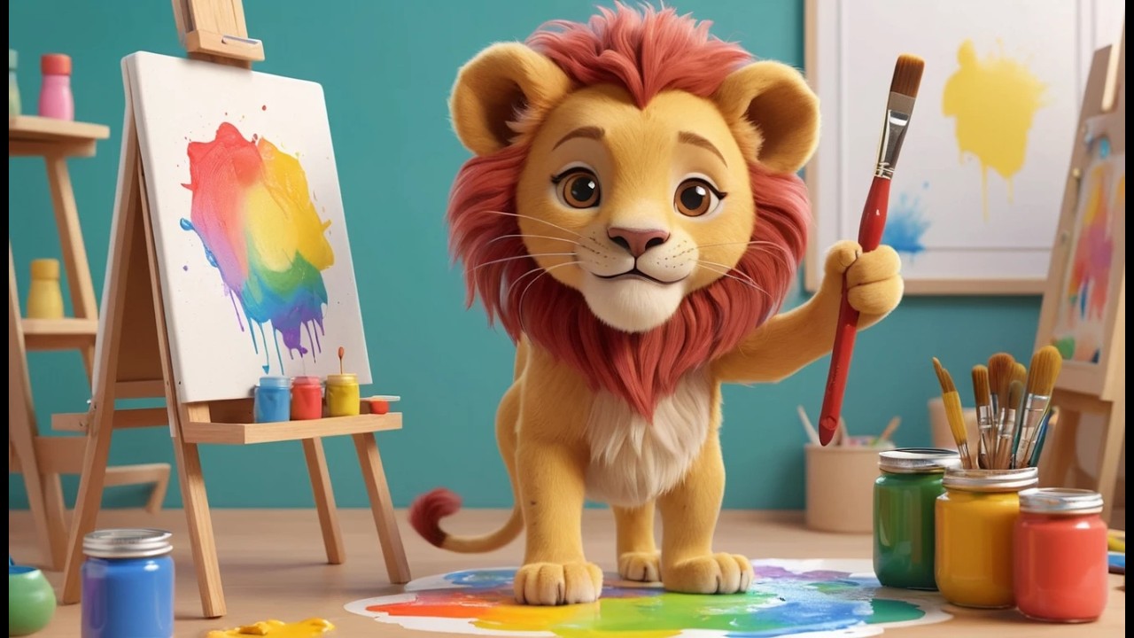 Löwe lernt malen | Lustiges Kinderlied & Kreativitäts-Video