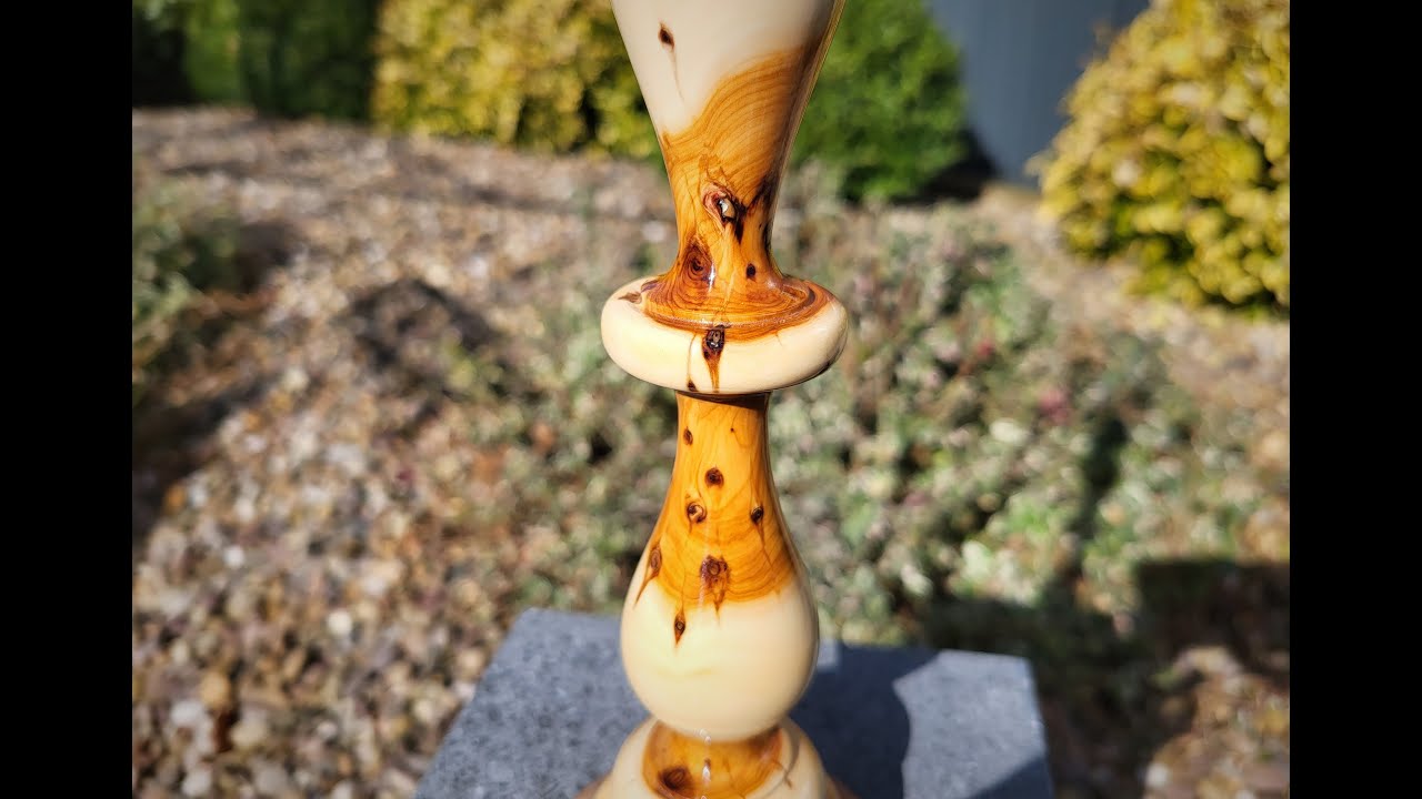 A candle holder turned from yew. #Yew #woodturning #woodart