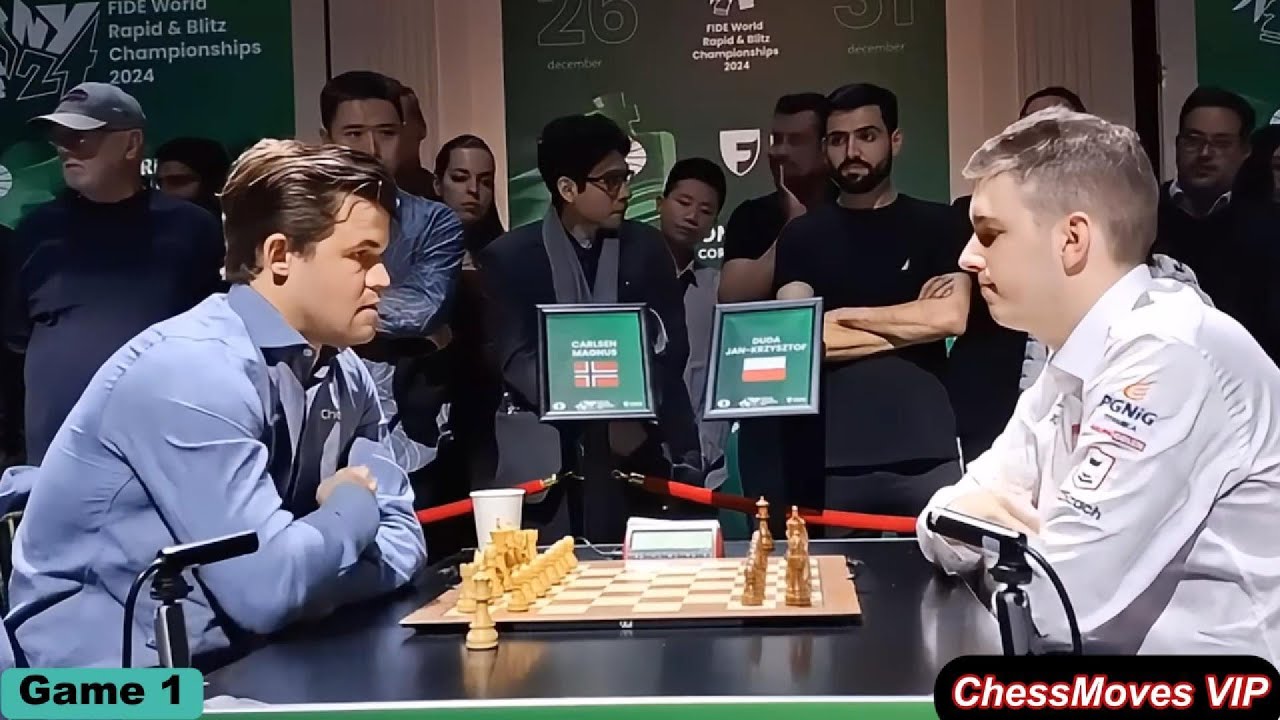 Magnus Carlsen vs. Jan-Krzysztof Duda / FIDE World Blitz`24 / Game 1 in  SEMIFINALS / London System