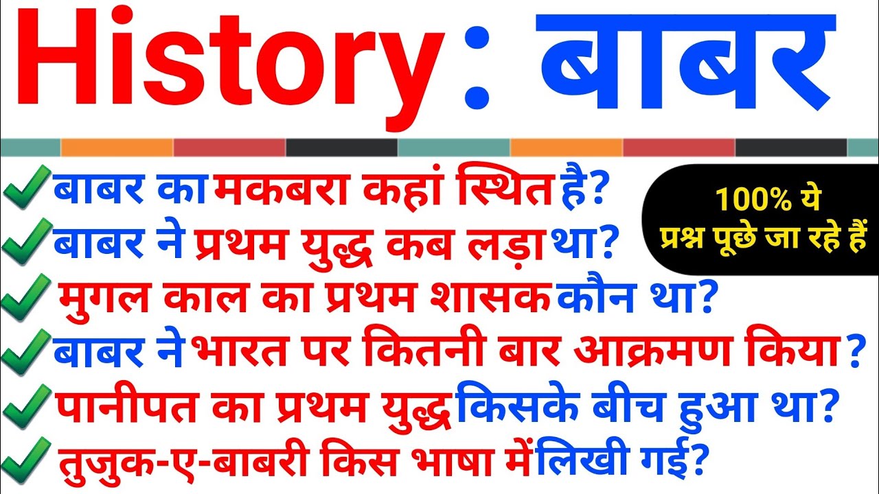 Top 60 GK: History - Mughal Dynasty (Babar) : बाबर से संबंधित 100% पूछे जाने वाले प्रश्न