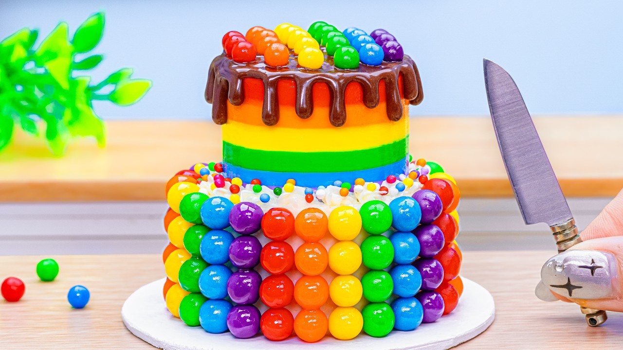 Amazing Miniature Chocolate Rainbow 2-Tier Cake Decorating 🌈 Tiny Rainbow Cake By DIY Cakes