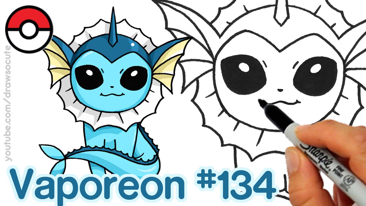 How to Draw Pokemon Vaporeon step by step Easy -Eevee Evolution
