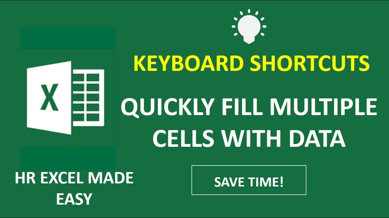 Excel Keyboard Shortcuts  -  Enter Same Text Into Multiple Cells At Once