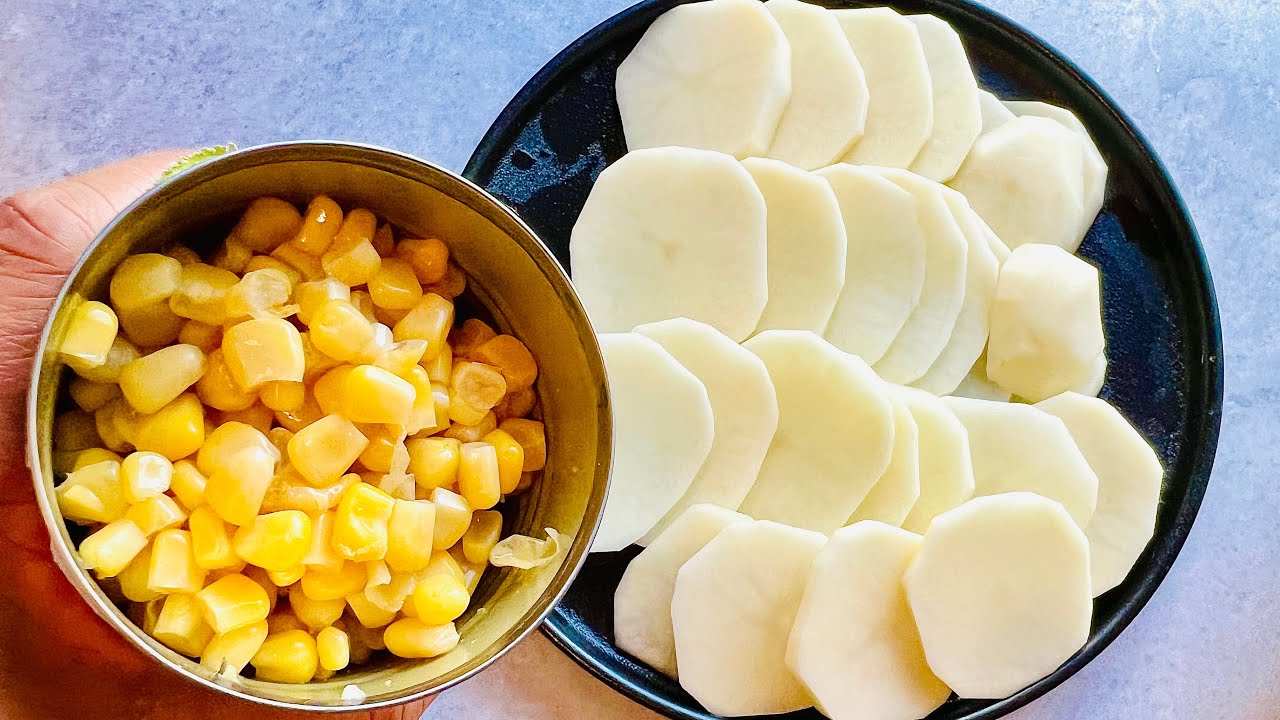 Просто смешайте кукурузу и картофель, чтобы приготовить вкусную еду | 5-минутный рецепт