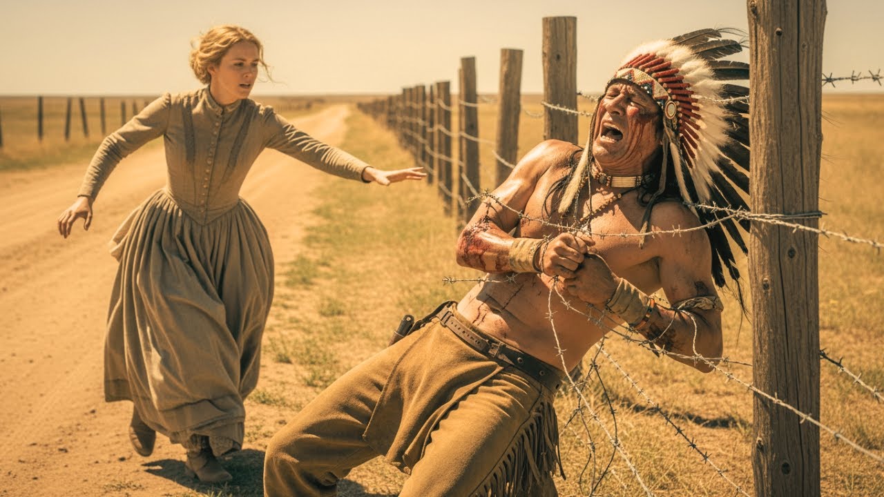 A White Widow Finds a Blind Comanche Warrior Trapped in Barbed Wire — Her Choice Shocks the Frontier