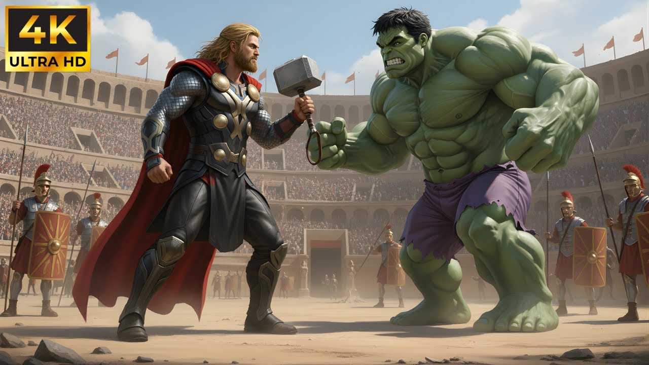 Hulk vs Thor: The Ultimate Fight in the Ancient Arena