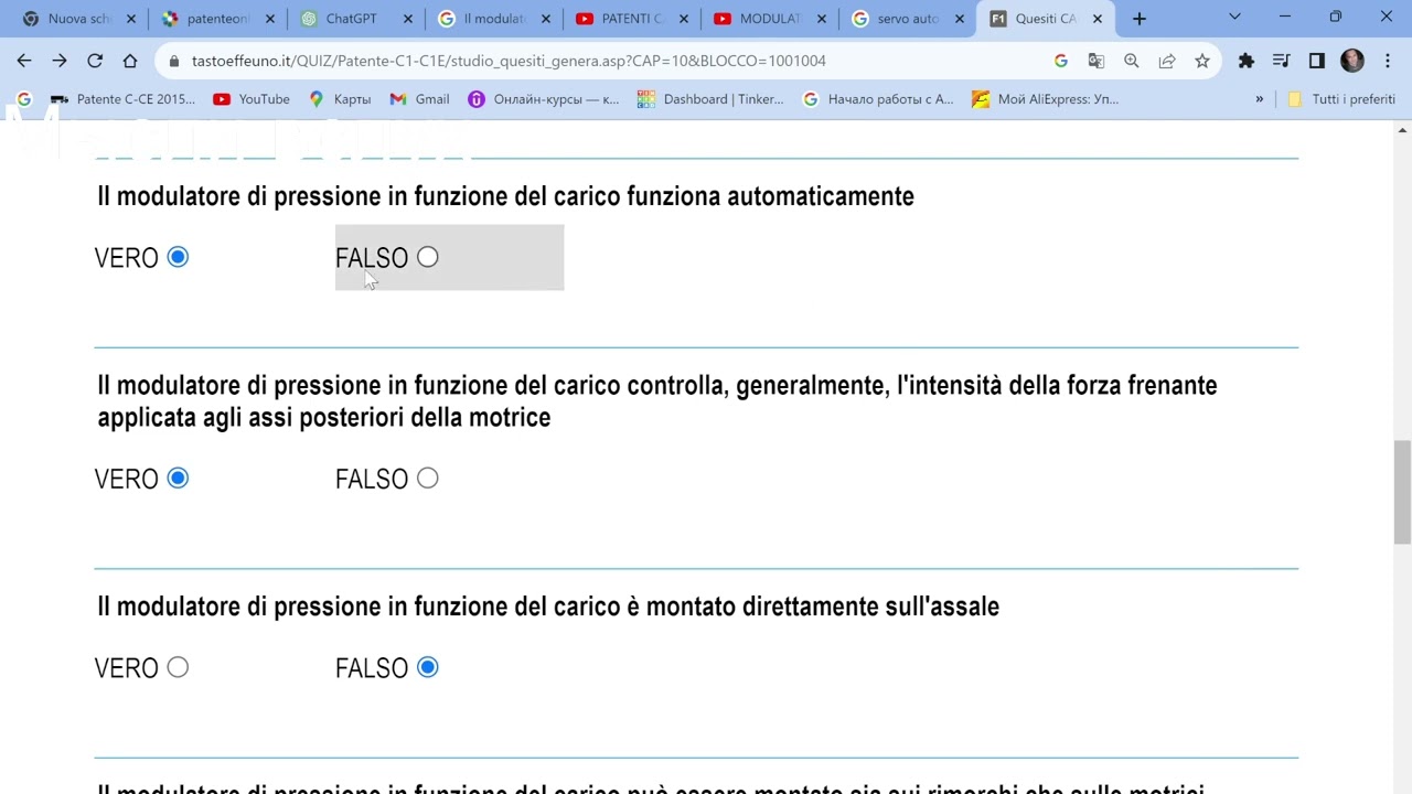 MODULATORE DI PRESSIONE IN FUNZIONE DEL CARICO QUIZ
