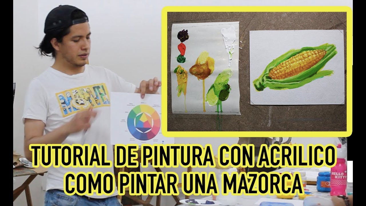 TUTORIAL de pintura acrílica paso a paso. Pintura de mazorca de maíz.