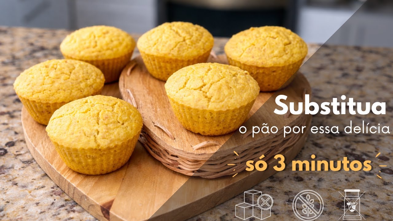 PÃO DE MILHO SEM GLÚTEN E LEITE - SÓ 4 INGREDIENTES (+ FIBRAS E PROTEÍNAS) - RÁPIDO E FOFINHO