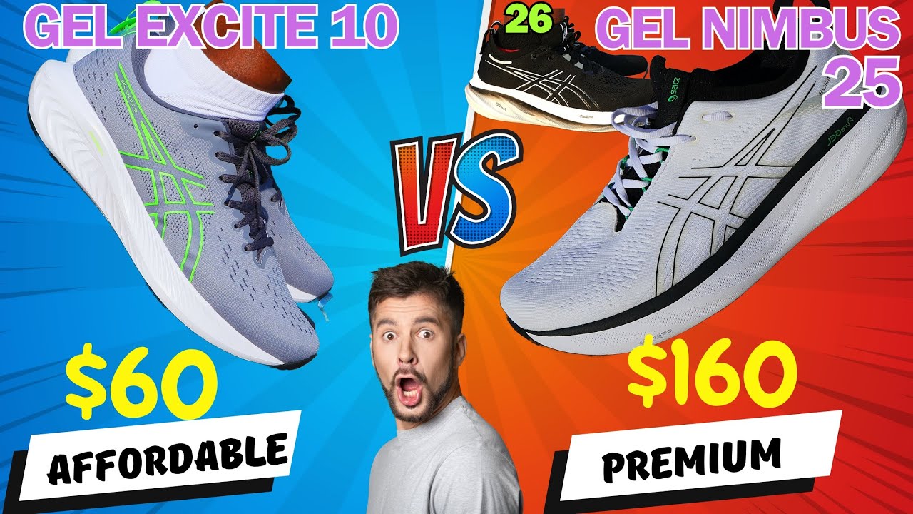 I compared Asics $160 and $60 running shoes. #nimbus26 #Nimbus25 #gelexcite10 #gelexcite10vsnimbus26