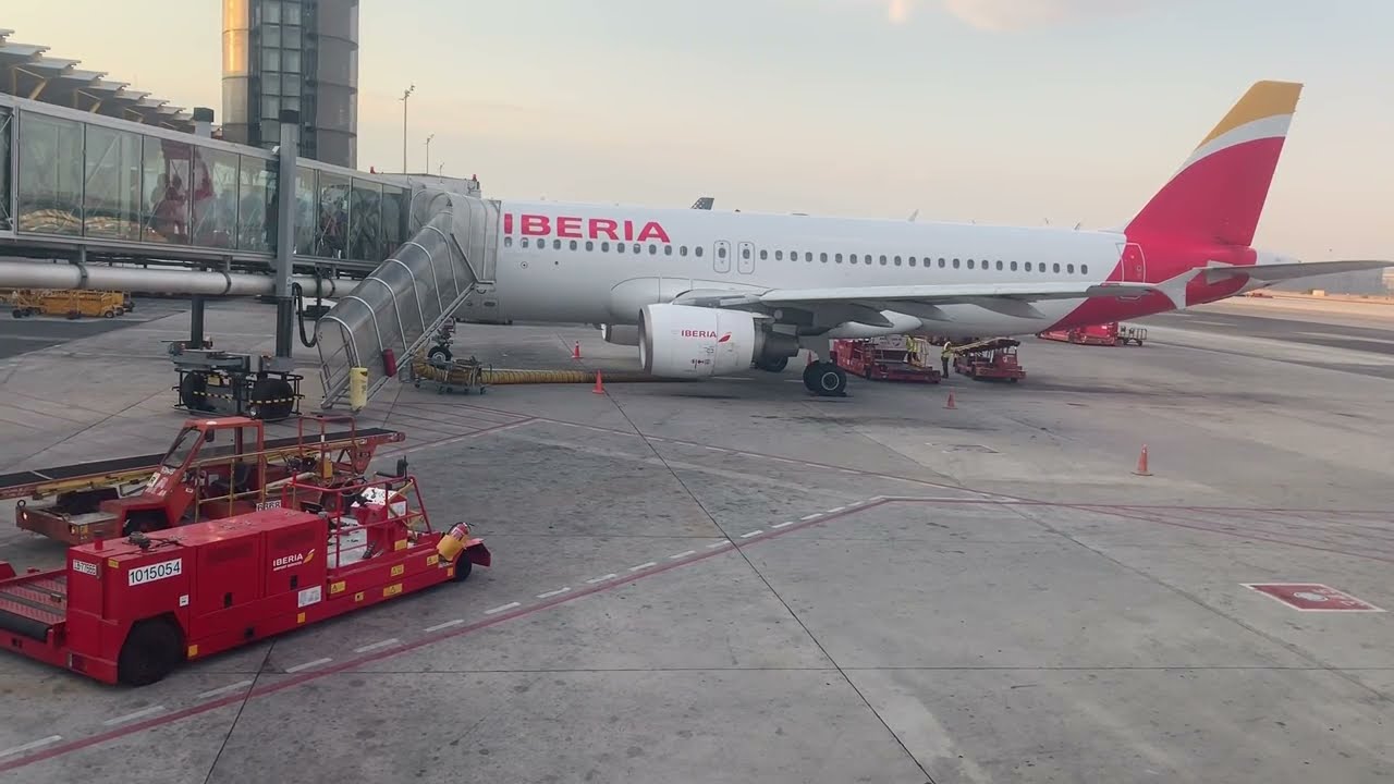 Iberia A321 start up, taxi and takeoff from Madrid