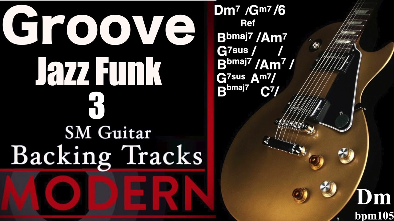 Groove Jazz Funk 3 Guitar Backing Track in Dm With Chords And Short Full Track