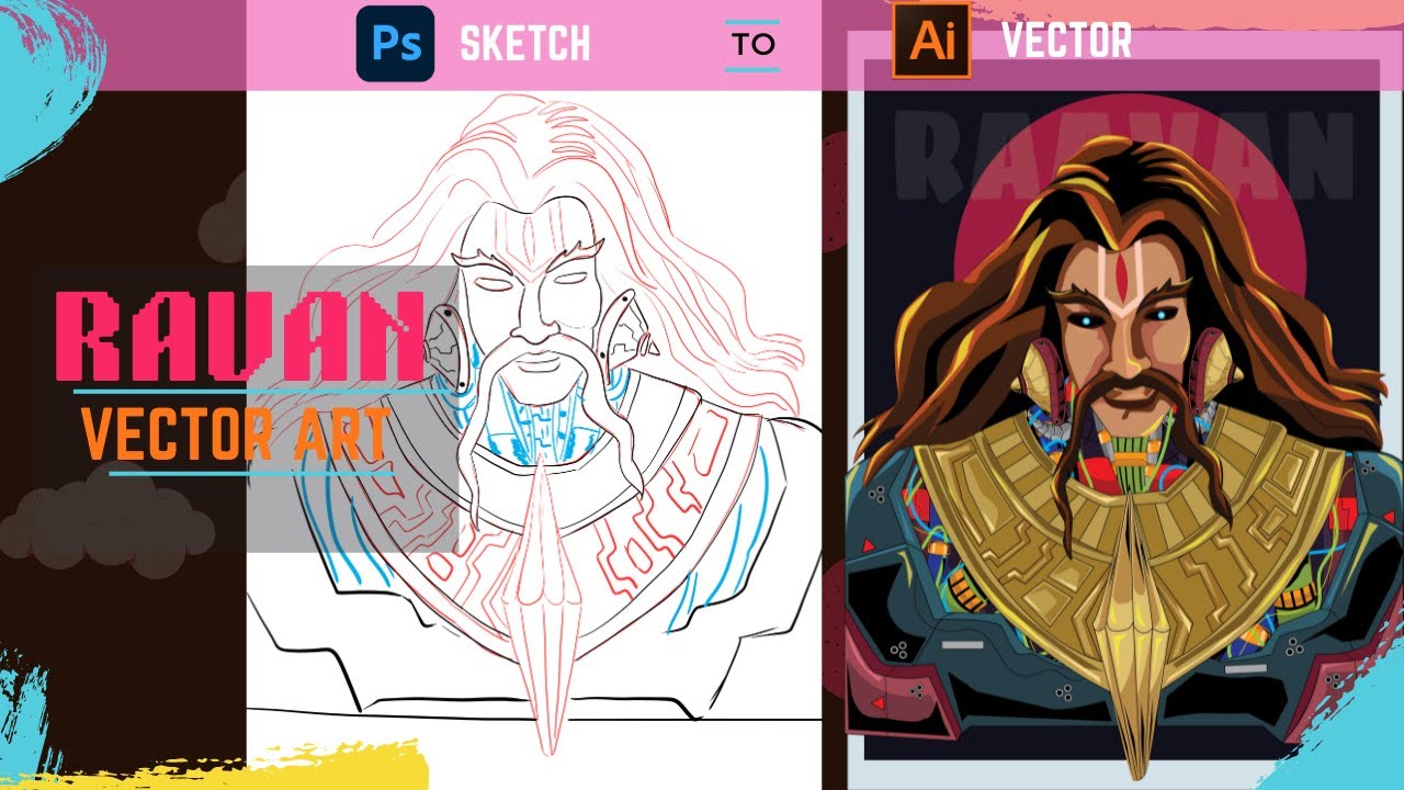 Ravan Vector Art|| Vector Art Tutorial|| Cyberpunk|| Speed Art|| Sarviverse
