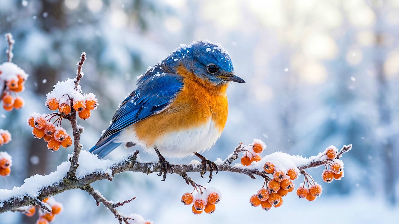 Winter Bird Sounds and Piano Melodies - Perfect for Sleep, Peace & Calm Mind Peaceful ❄️