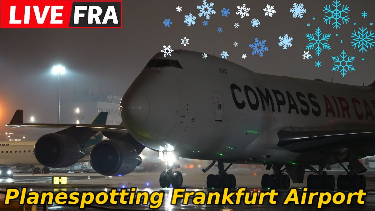 🔴Live late Night Planespotting Frankfurt ❄️Deicing &  Winterdienst 🌨️ #live