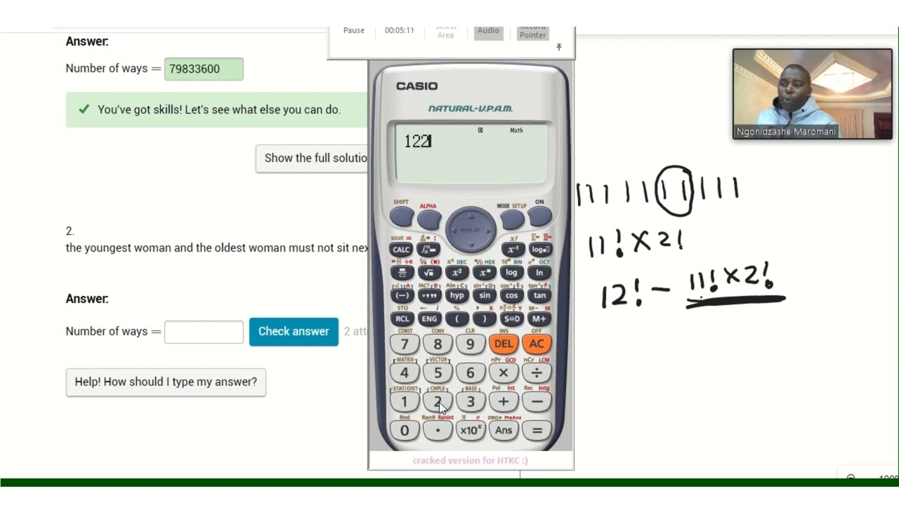 Fundamental counting Principle. Factorial notation.  Different sitting arrangements. Using Siyavula.