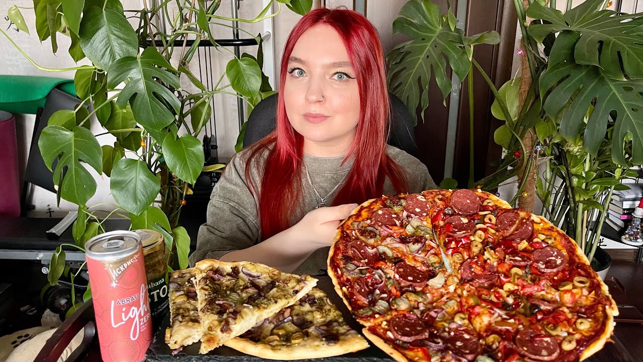 МУКБАНГ | Пицца ассорти, игристое | Mukbang | Pizza assortment | Vegan 🍕