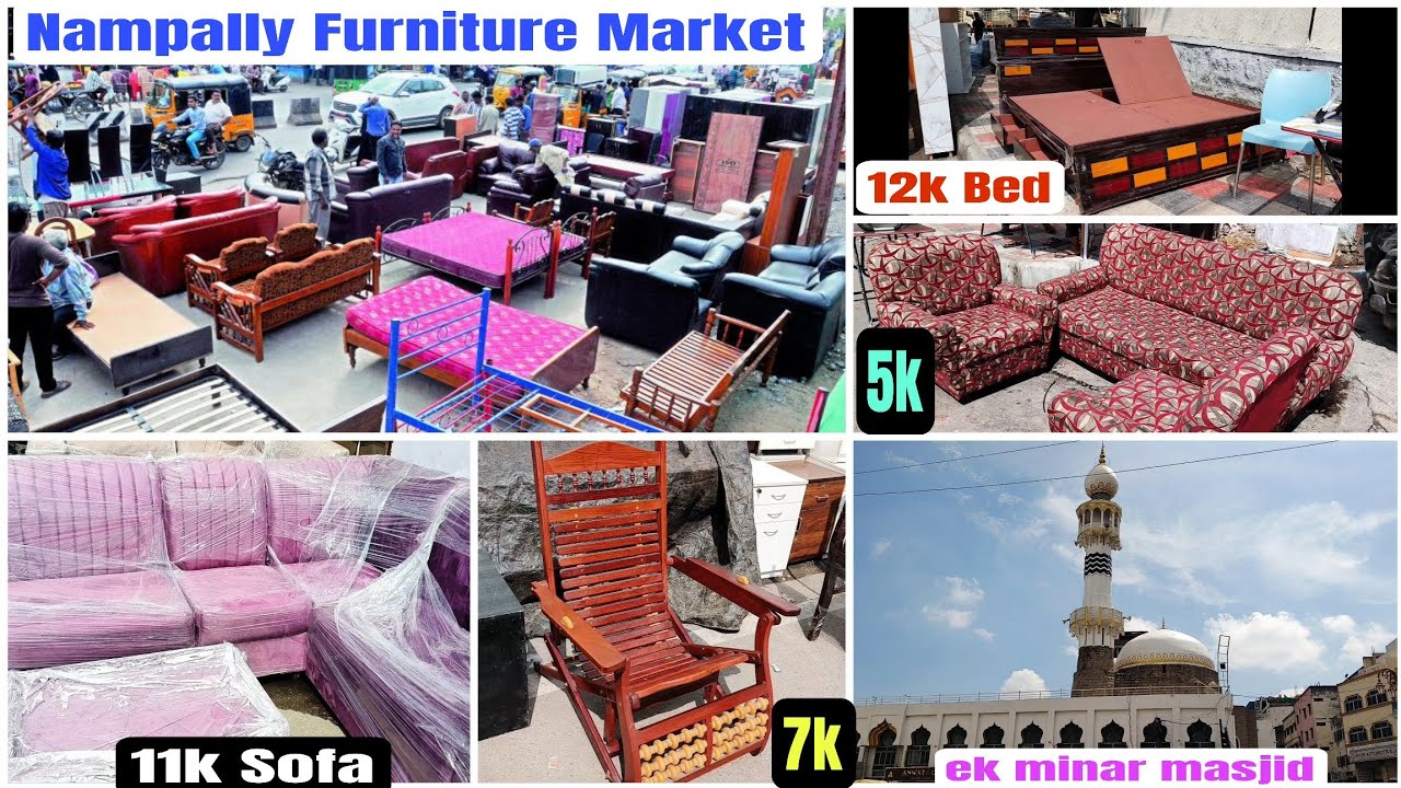 Nampally furniture Market in Hyderabad| Cheapest furniture market, sofas, dinning tables chairs 👍