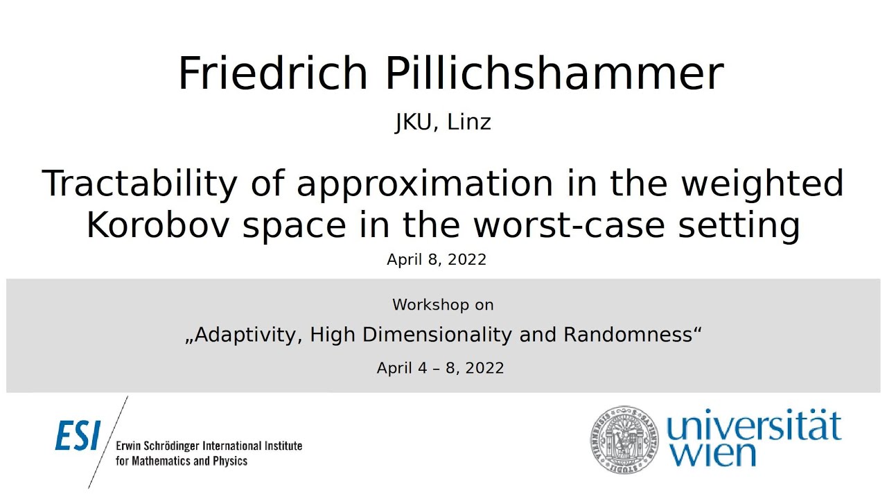 F. Pillichshammer - Tractability of approximation in the weighted Korobov space