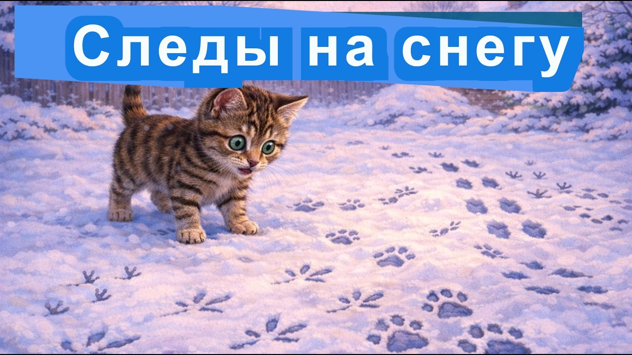 Следы на снегу или Детективы Дружок и Васечка ведут расследование +стишок +песенка #dog #cat #сказка