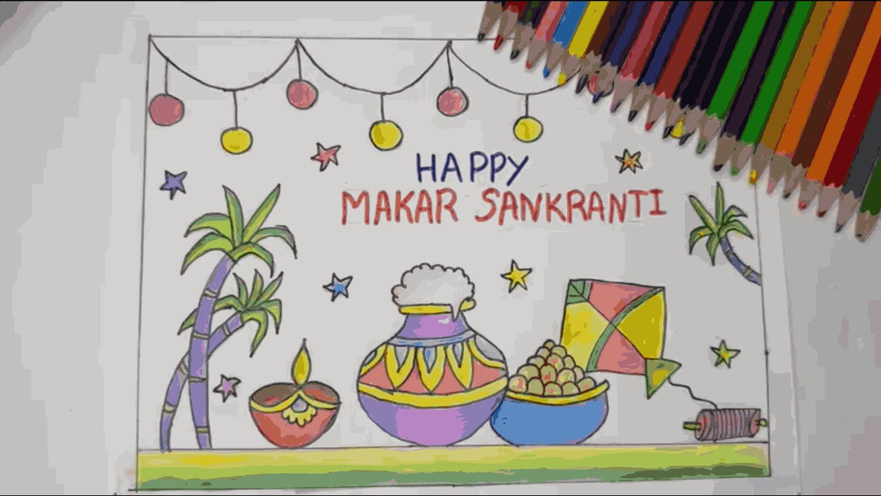 Sankranti Festival Decoration Ideas 🌾 | Simple & Traditional Home Decor Image Drawing