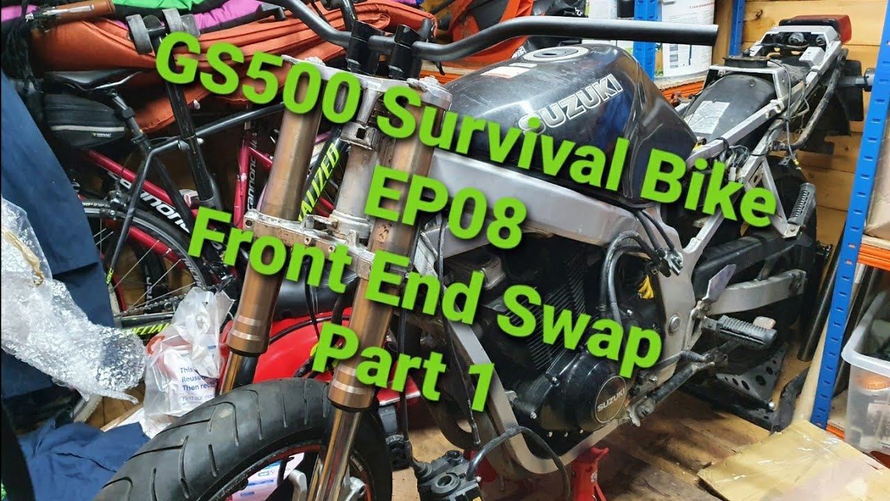 GS500 Survival/Scrambler Build - EP08 - Front End Swap Part 1 - Head Stock Mods