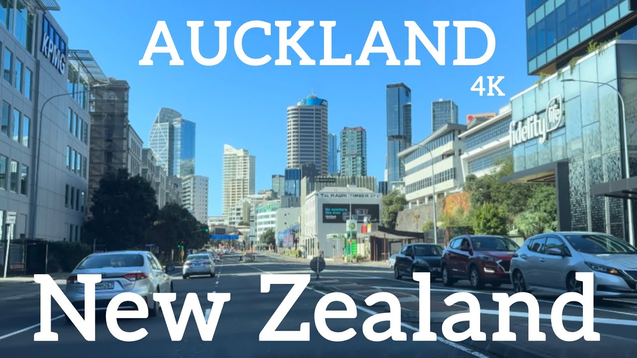Driving Downtown Auckland City 4K - New Zealand