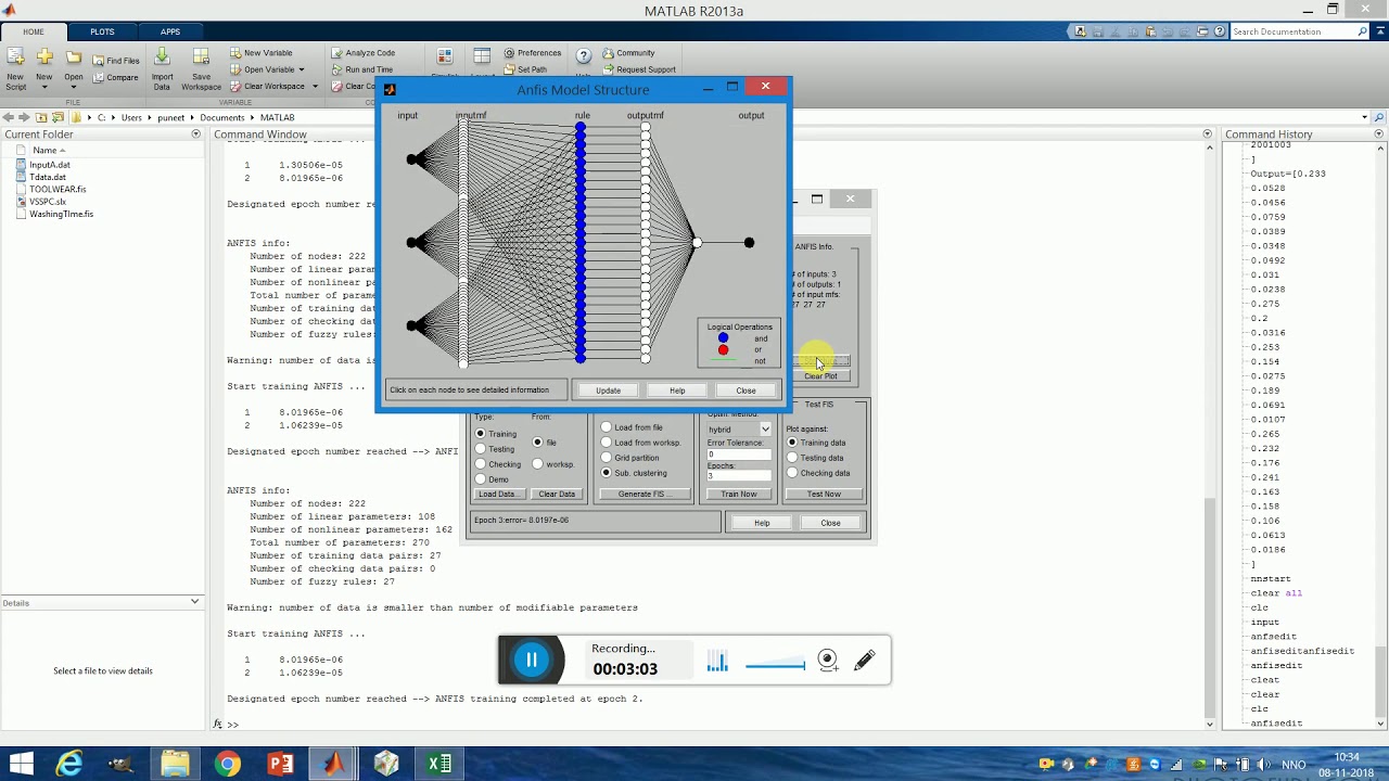 ANFIS modelling using Matlab
