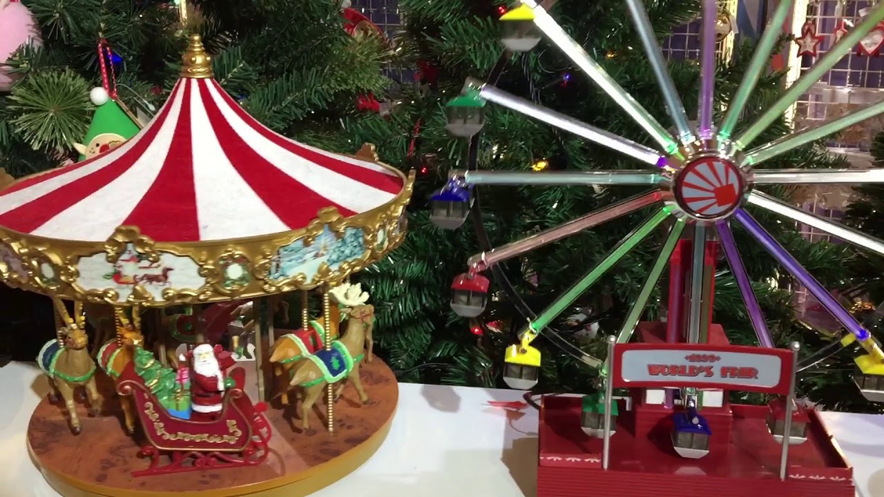 Christmas Merry Go Round Carousel & Ferris Wheel Music Box