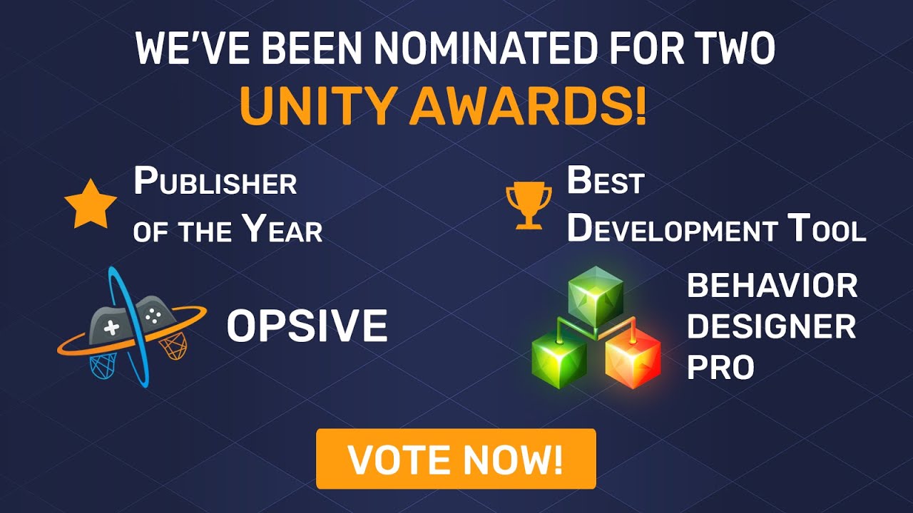 Opsive & Behavior Designer Pro номинированы на премию Unity Awards!