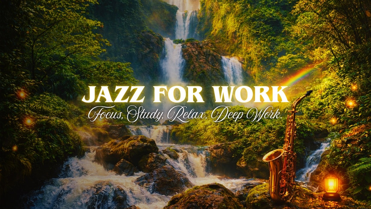 RELAXING LOFI JAZZ 🌿 PEACEFUL FOREST WATERFALL FOR DEEP FOCUS