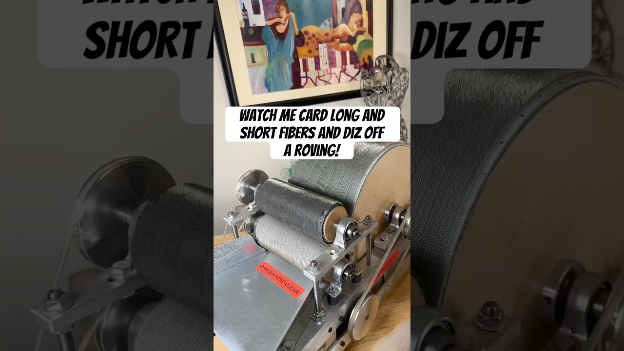 Blending short and long stapled fiber  on my Brother Supercard drum carder.