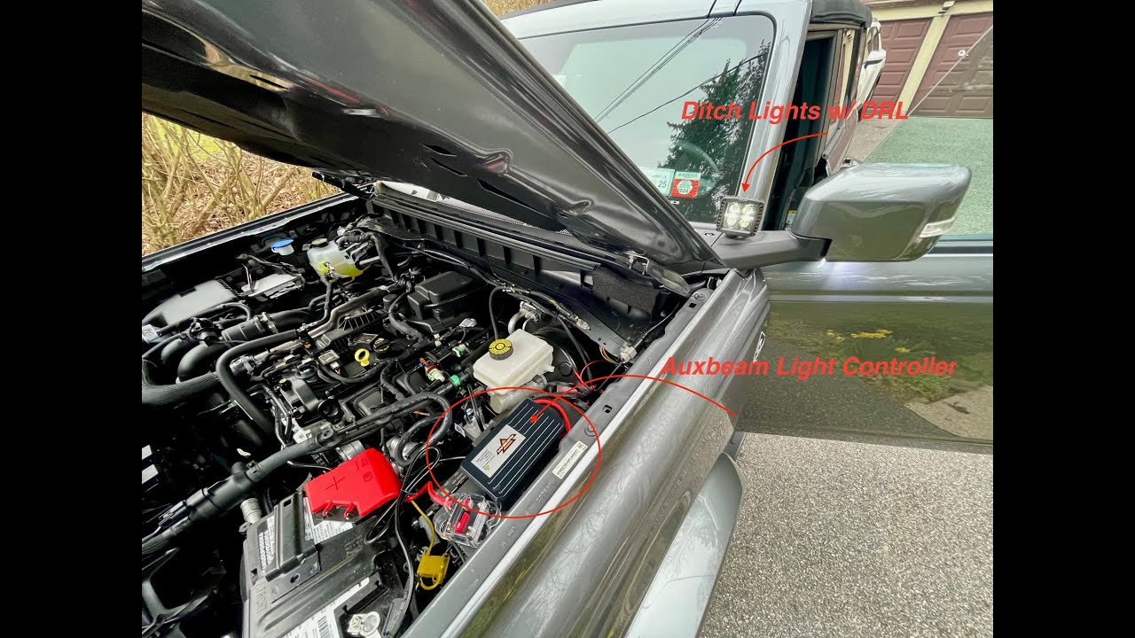 Ford Bronco wired Auxbeam with Rough Country Ditch Lights (No Up-fitter switches)