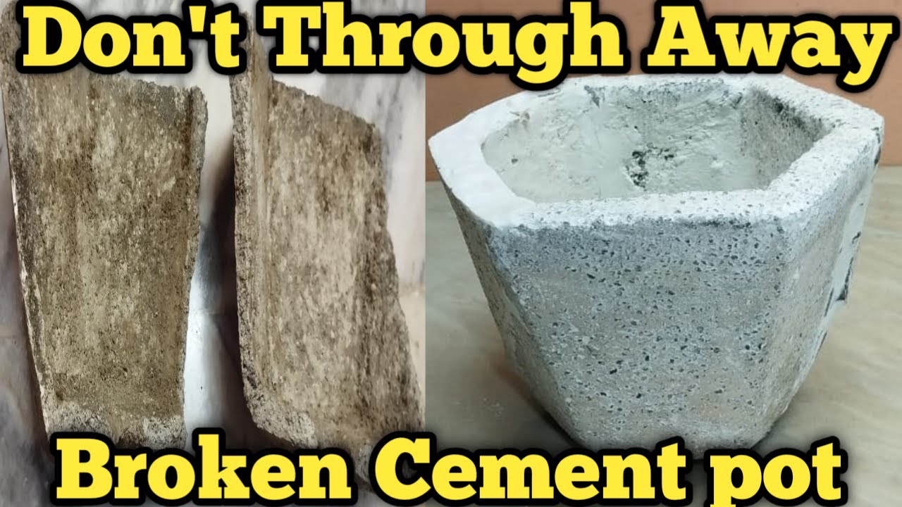 Don't Through Away Broken Cement pot ll easy to repair broken flower pot
