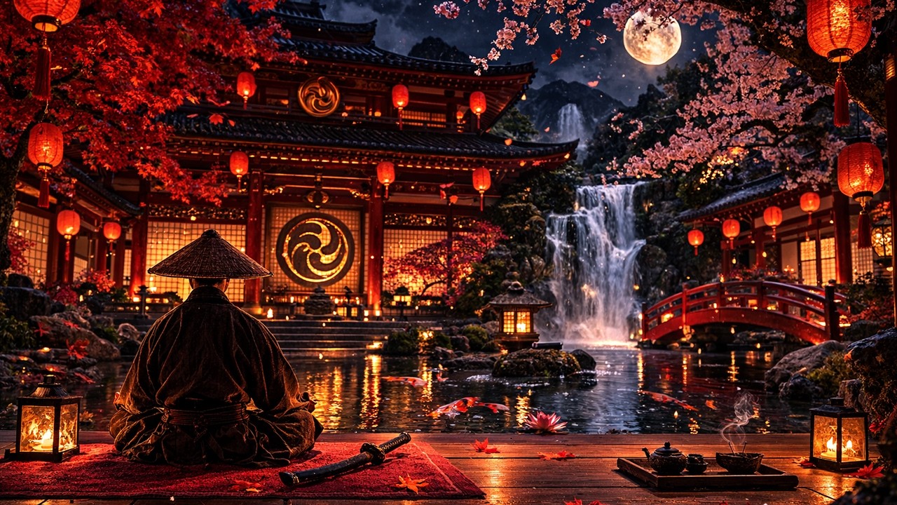 Lone Warrior Meditation | Zen Temple Lantern Meditation Music (1 Hour)